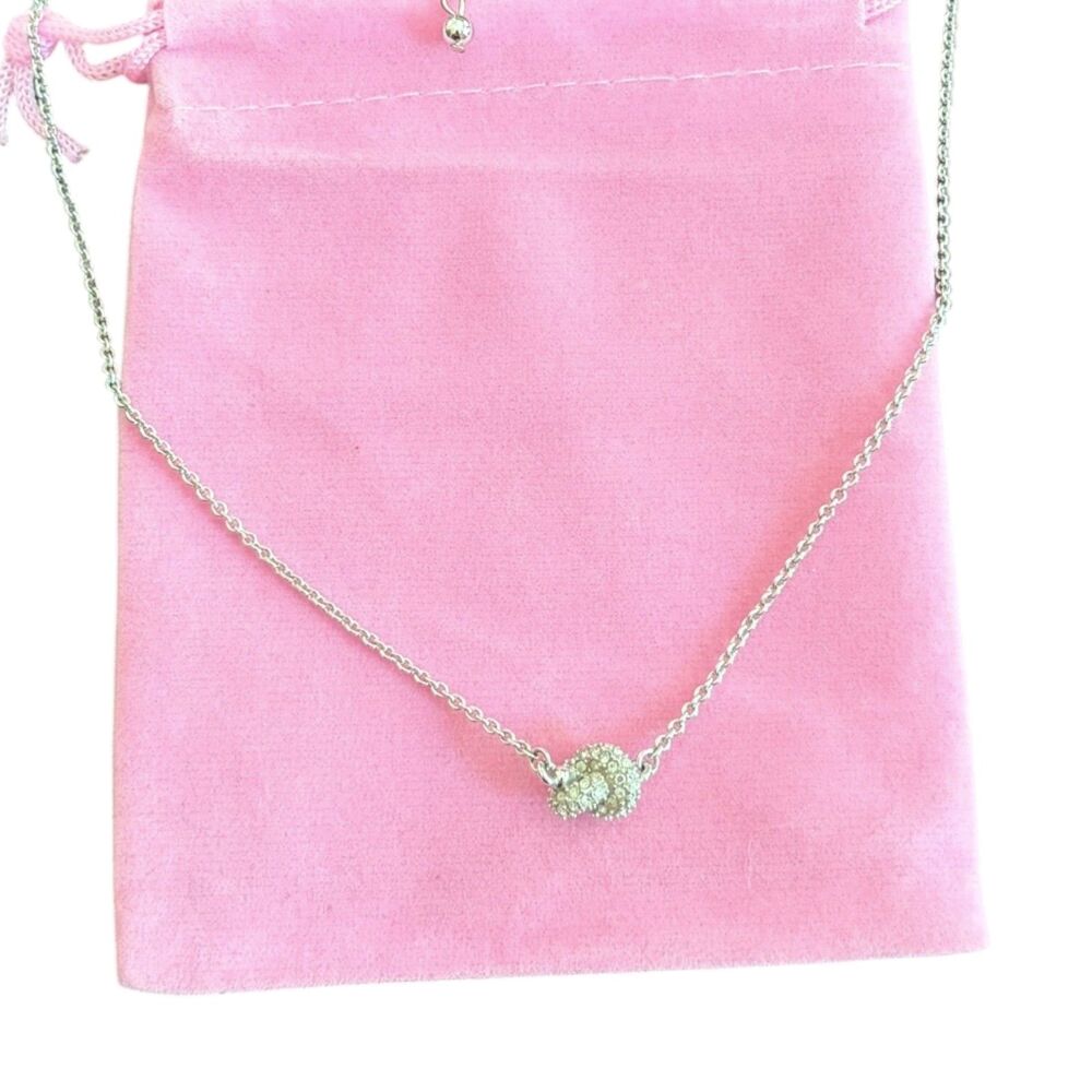 Kate Spade Sailor's Knot Mini Pendant Necklace Silvertone with Clear Crystals